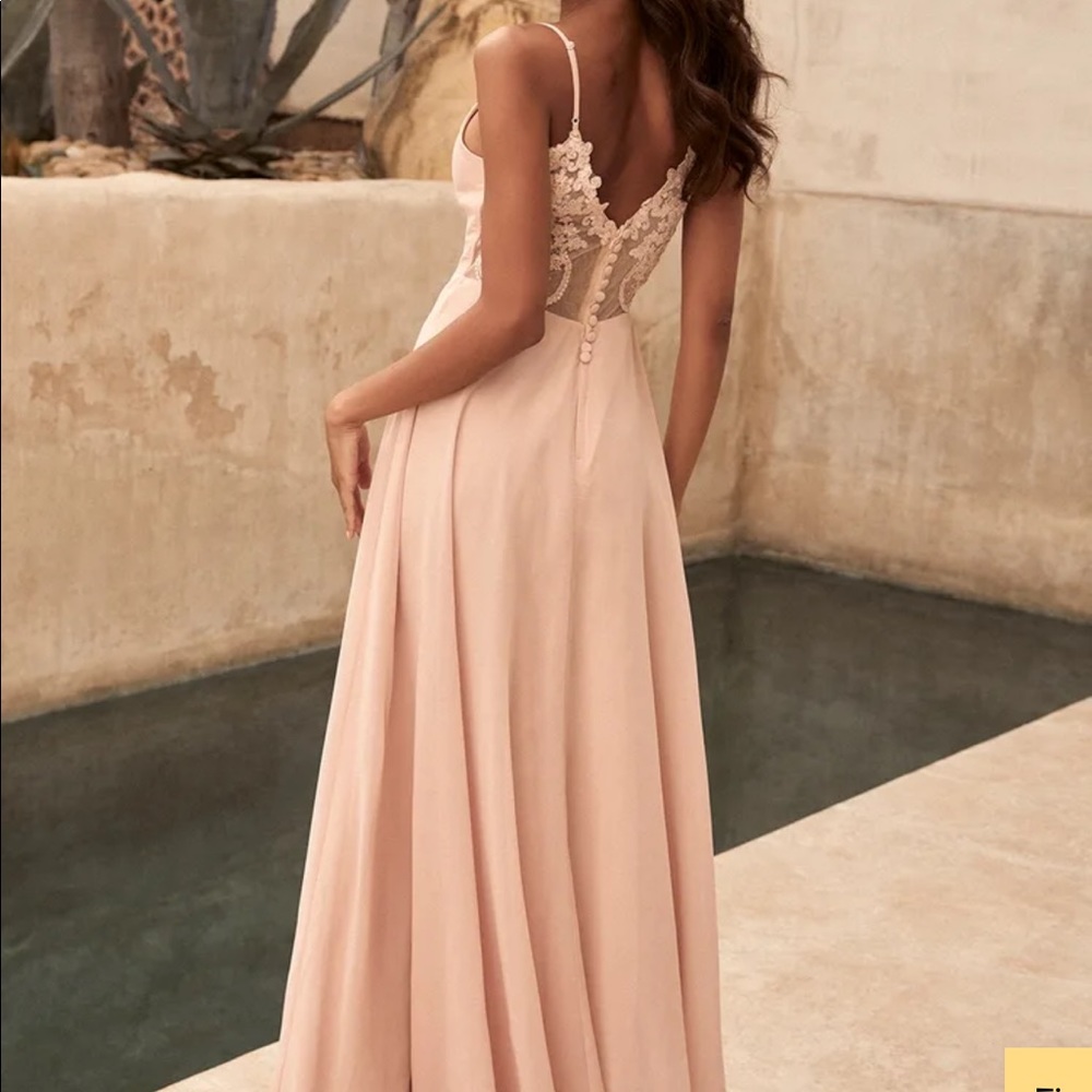 Lulus Dress Pink Romantic Ways Blush Pink Button Back Maxi Dress Medium